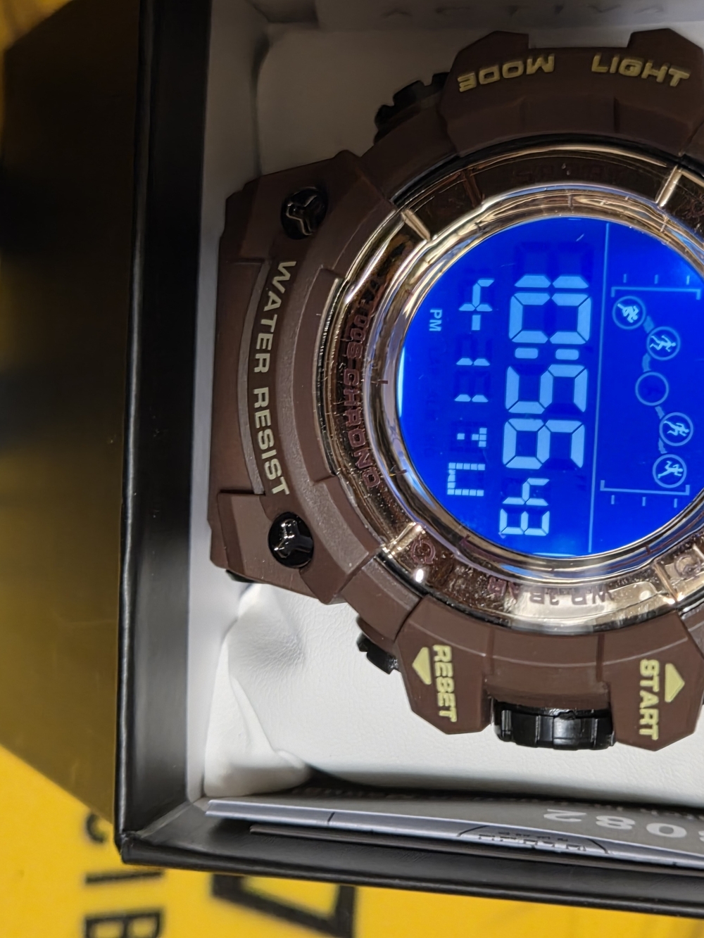 Digital Sport Smartwatch in Brown with Blue Display